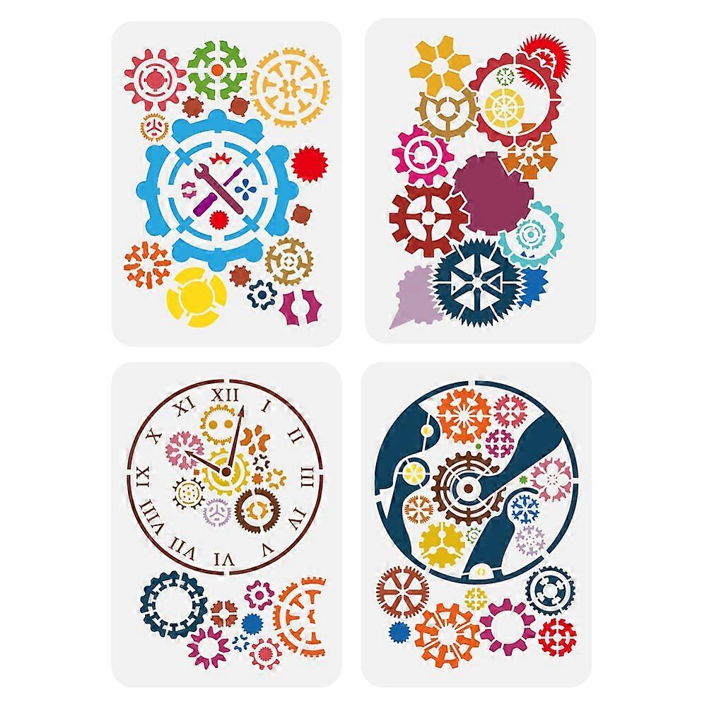 1セット4個4スタイルPET中空描画ペイントステンシルDIYスクラップブックフォトアルバムギア297x210mm 1個/スタイル