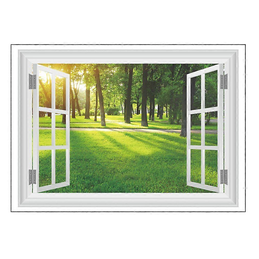 Natural Forest Landscape View Window Wall Decal Removable Wallpaper Sticker