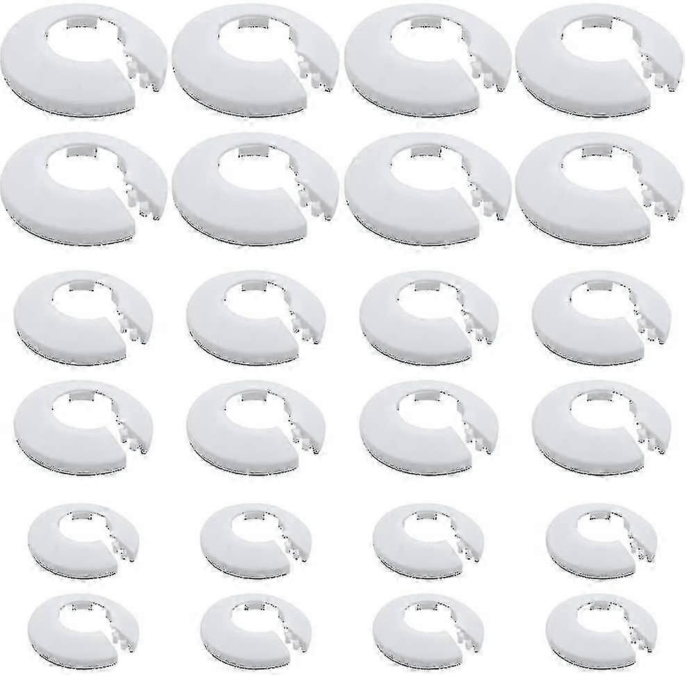 (24 Pieces) Pipe Collars White Plastic Radiator Pipe Covers Wall Flange Easy