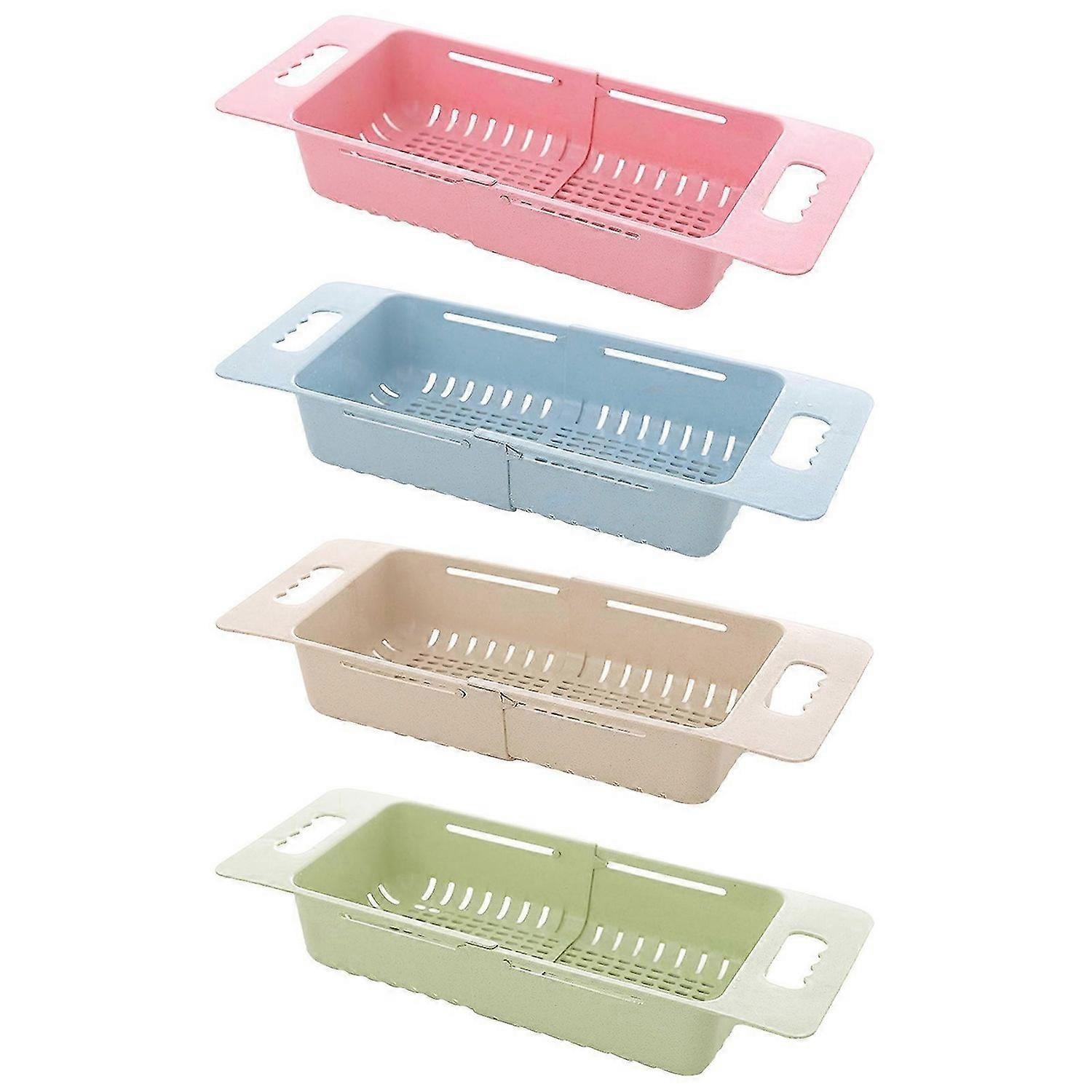 Sink Drain Basket Rack Pull Retractable Storage Rack, Bowls, vegetablesdrying Rack, Drain Basket wit