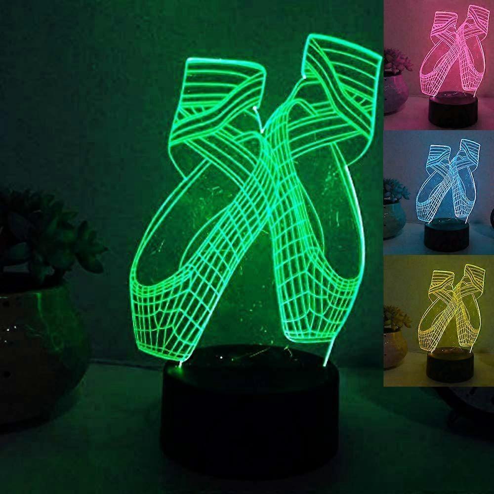 3D Ballet Shoes Night Light Dancer Table Desk Optical Illusi