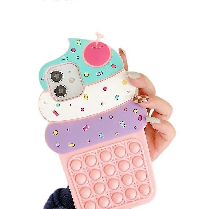 Cute iPhone 12 Case, Ice Cream Funny 3D Cartoon Cupcakes Shaped