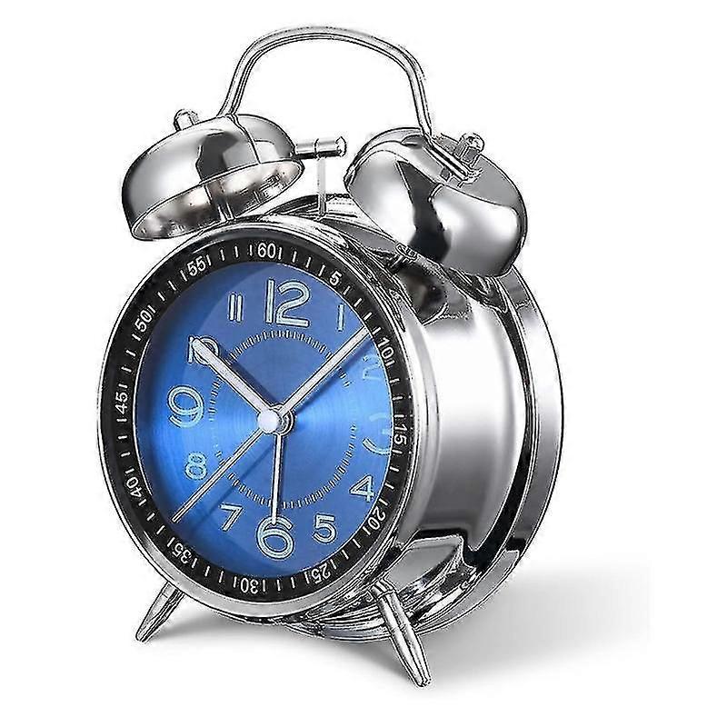 4 Inch Retro Loud Alarm Clock Silent Non-ticking Quartz With Backlight Twin Bell Alarm Clocks For B