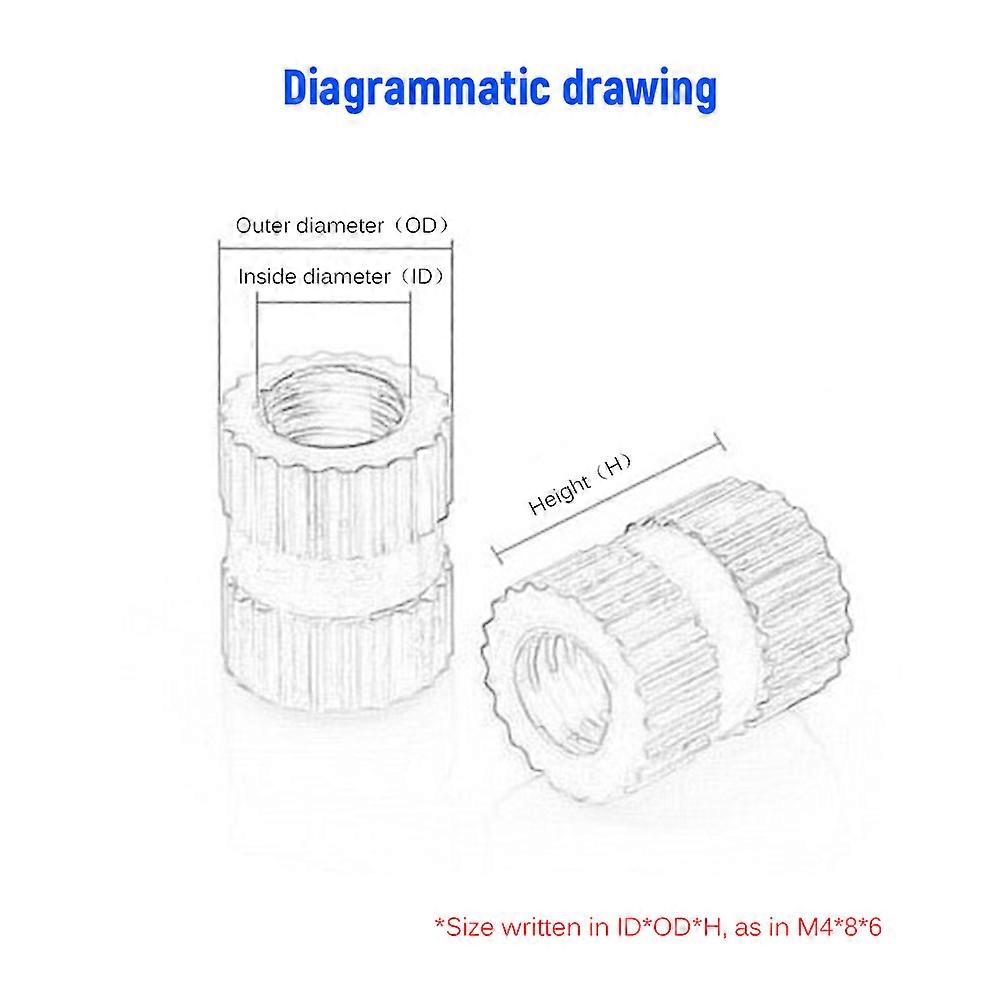 330pcs Embedded Nut Combination Copper Nut M2/M3/M4/M5 Brass Knurled Round Molded-in Insert Nut Packed in Organizer Box