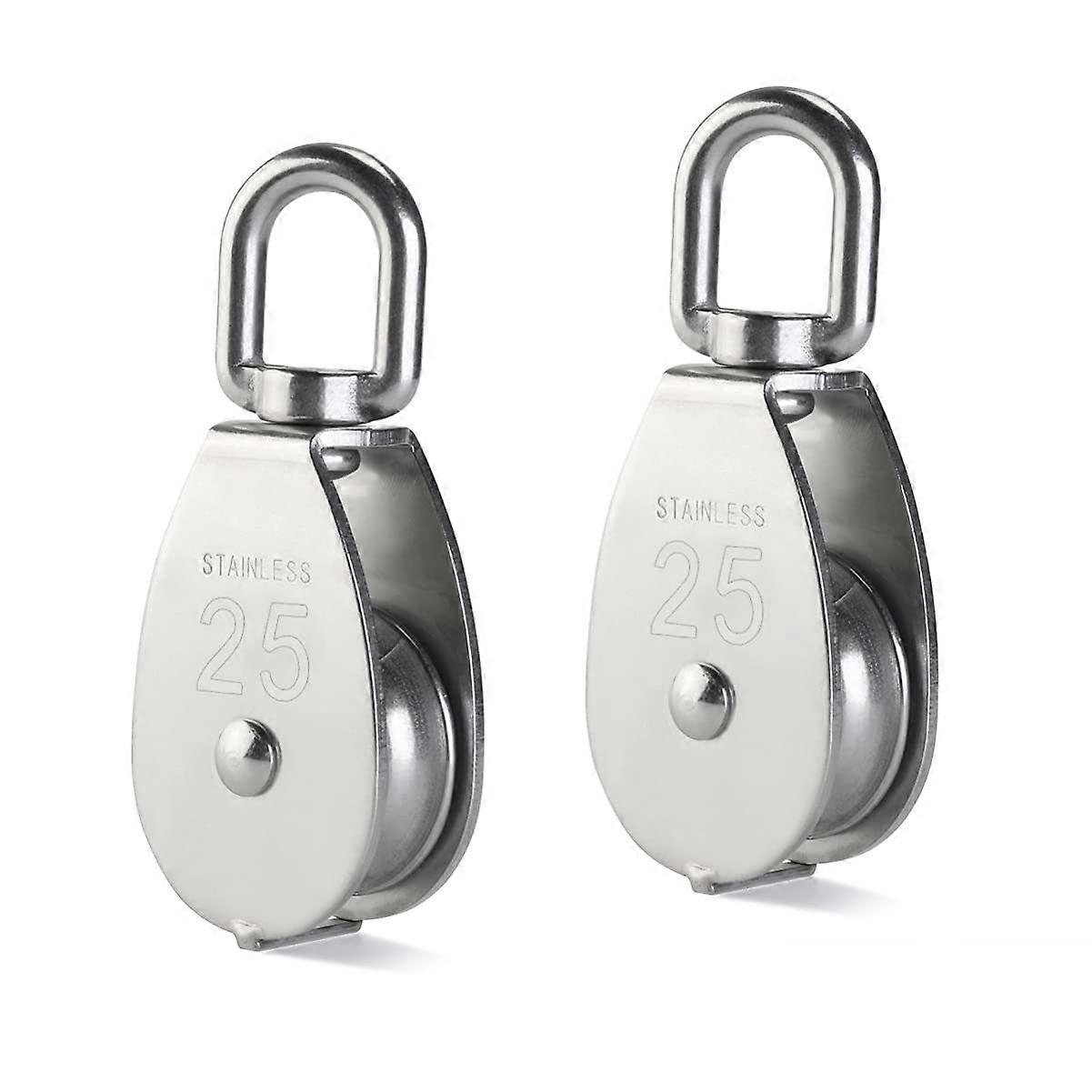 Versatile Single Pulley Block, Stainless Steel 304 Swivel Rigging Lifting Wheel with 360 Degrees Rotation for Optimal Rope Management (2 Pieces)