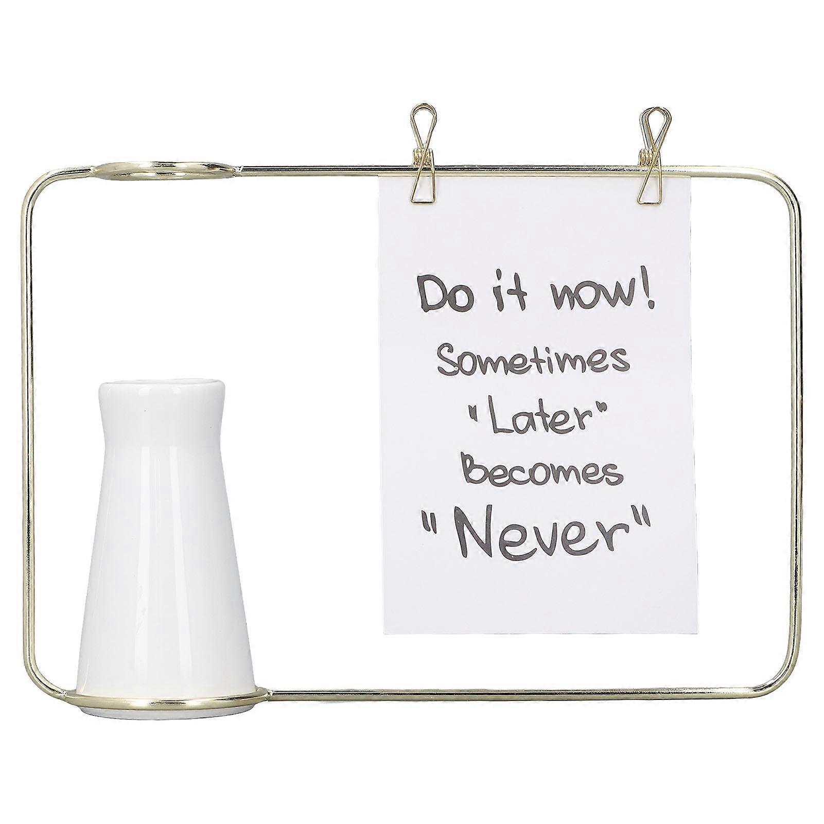 Metal Photo Frame Vase Decor Nordic Style Hydroponic Vase for Bedrooms, Study Rooms, and Offices, Simple Elegant Design