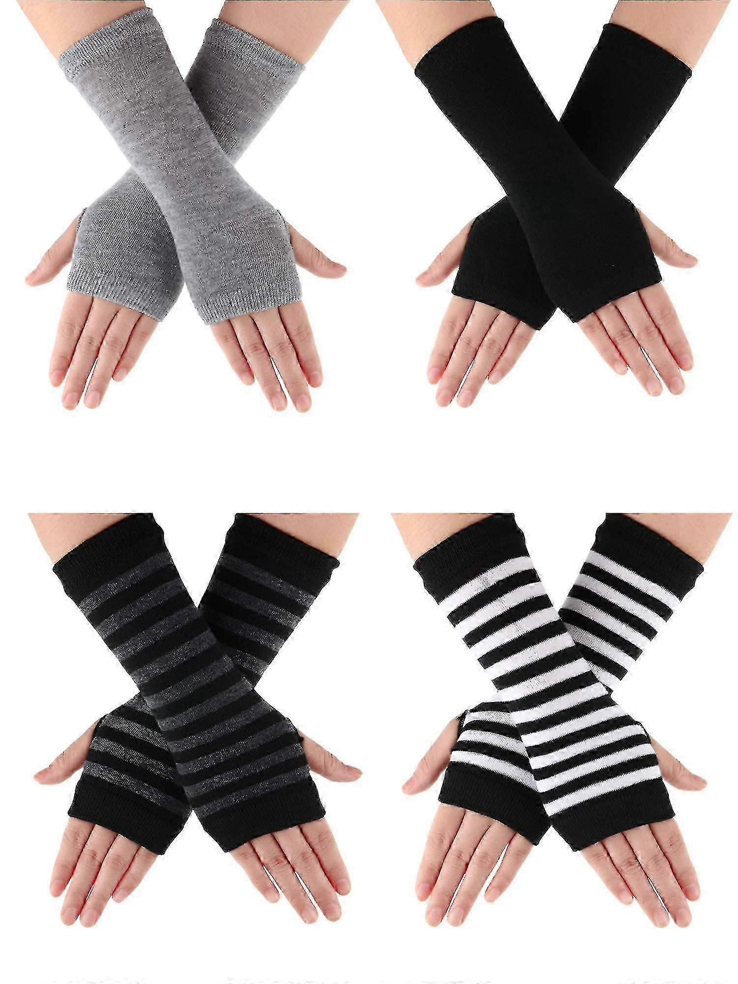 Fingerless Gloves with Cashmere Texture 4-Pair Set