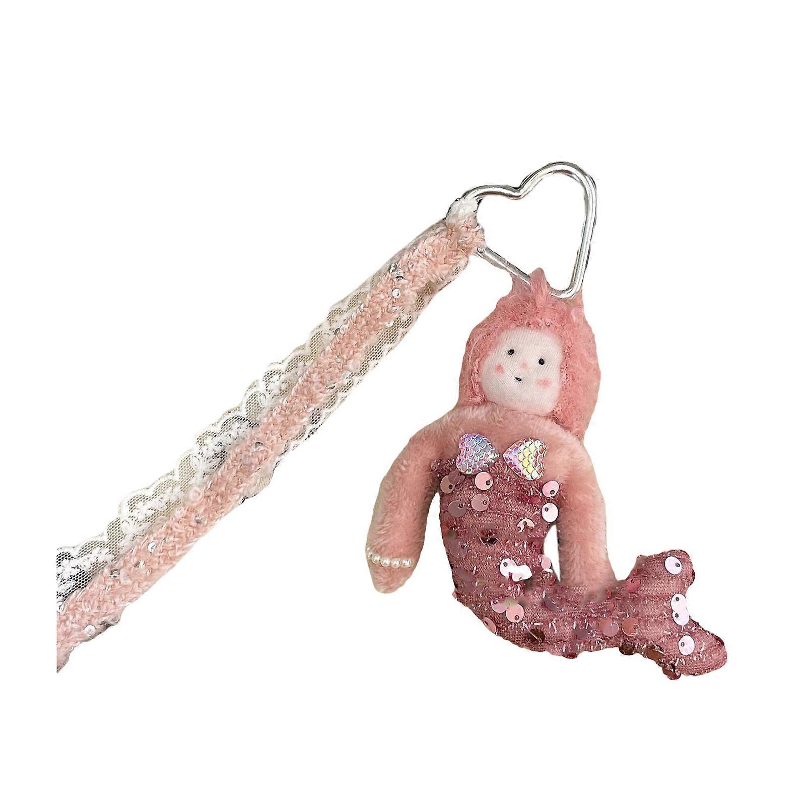 Stylish Mermaids Dolls Bag Charm with Household Accent Versatile Keyring Charm Pendant in Various Color Daily Use Pink