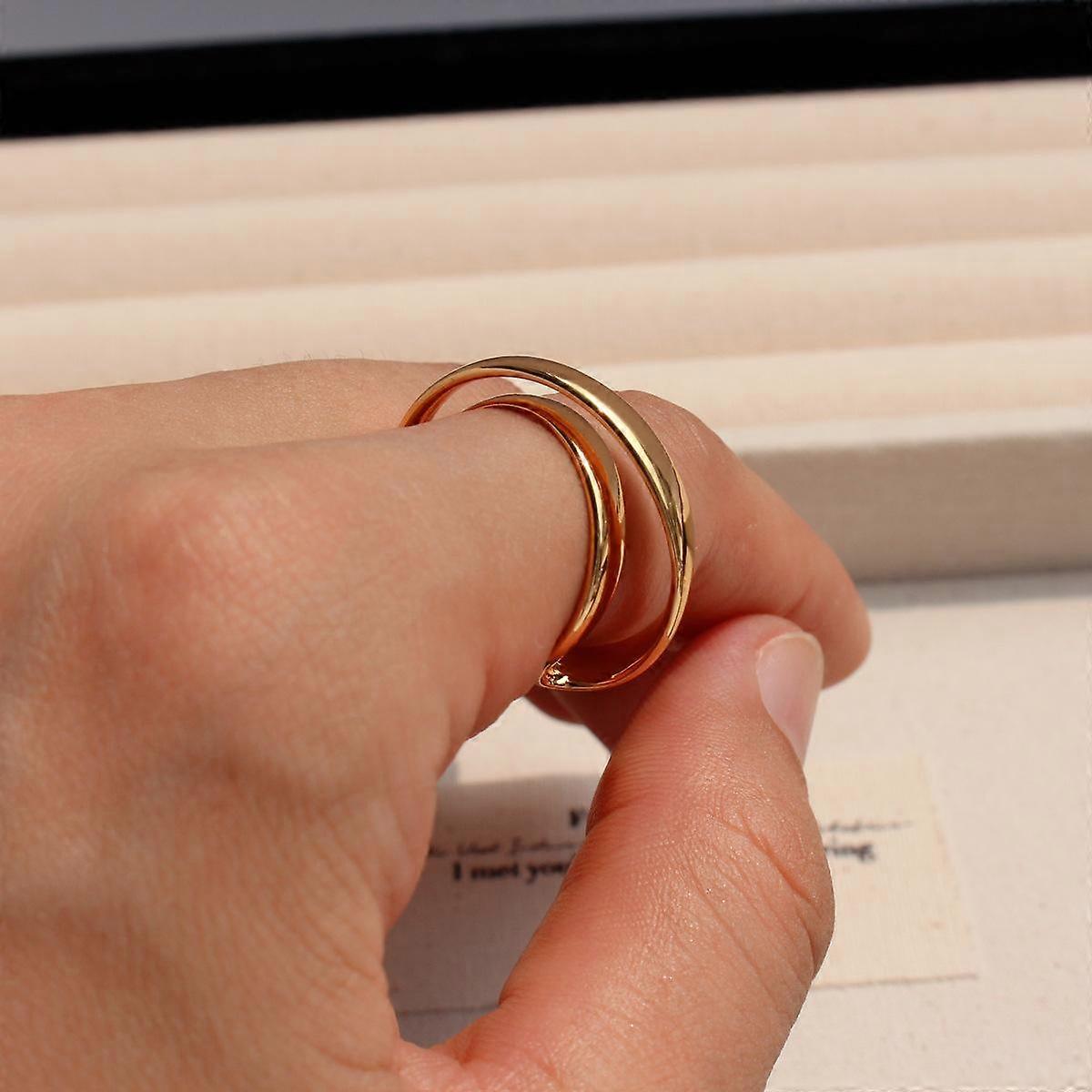 Unique Design Irregular Double-Layer Three-Dimensional Layered Ring Cold Wind Personality Simple Open Index Finger Ring 979