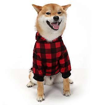 Modische Haustierkleidung Pullover, strapazierfähiges Material karierter Hunde-Hoodie für Indoor-Outdoor-Aktivitäten, mittlere und große Hunde, schwarz und rot kariert,