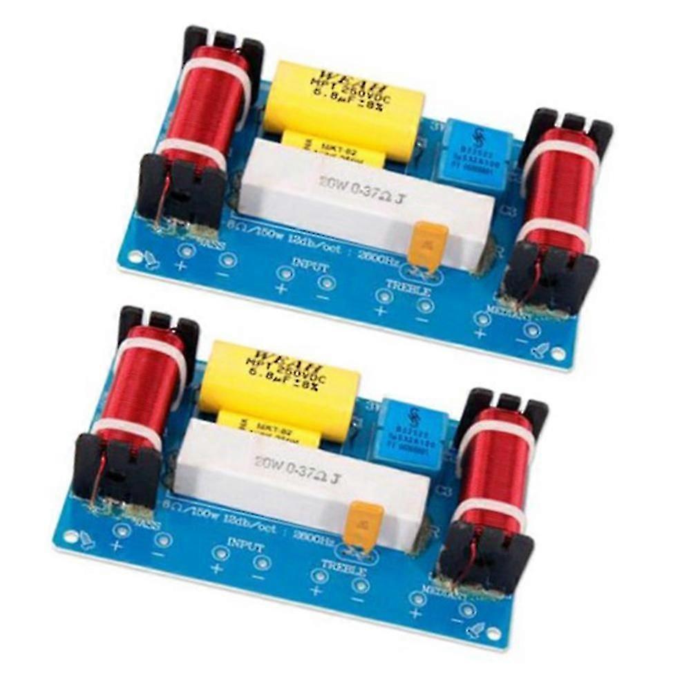 2Pcs WEAH-338 3 Way Audio Frequency Divider Treble + Midrange + Bass Crossover Speakers Filter for