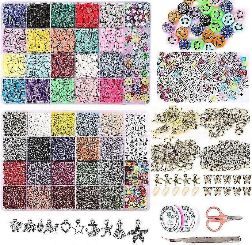 24000 + pz perline di argilla per gioielli braccialetto che fa kit 6mm 24 colori piatto polimero-Yvan