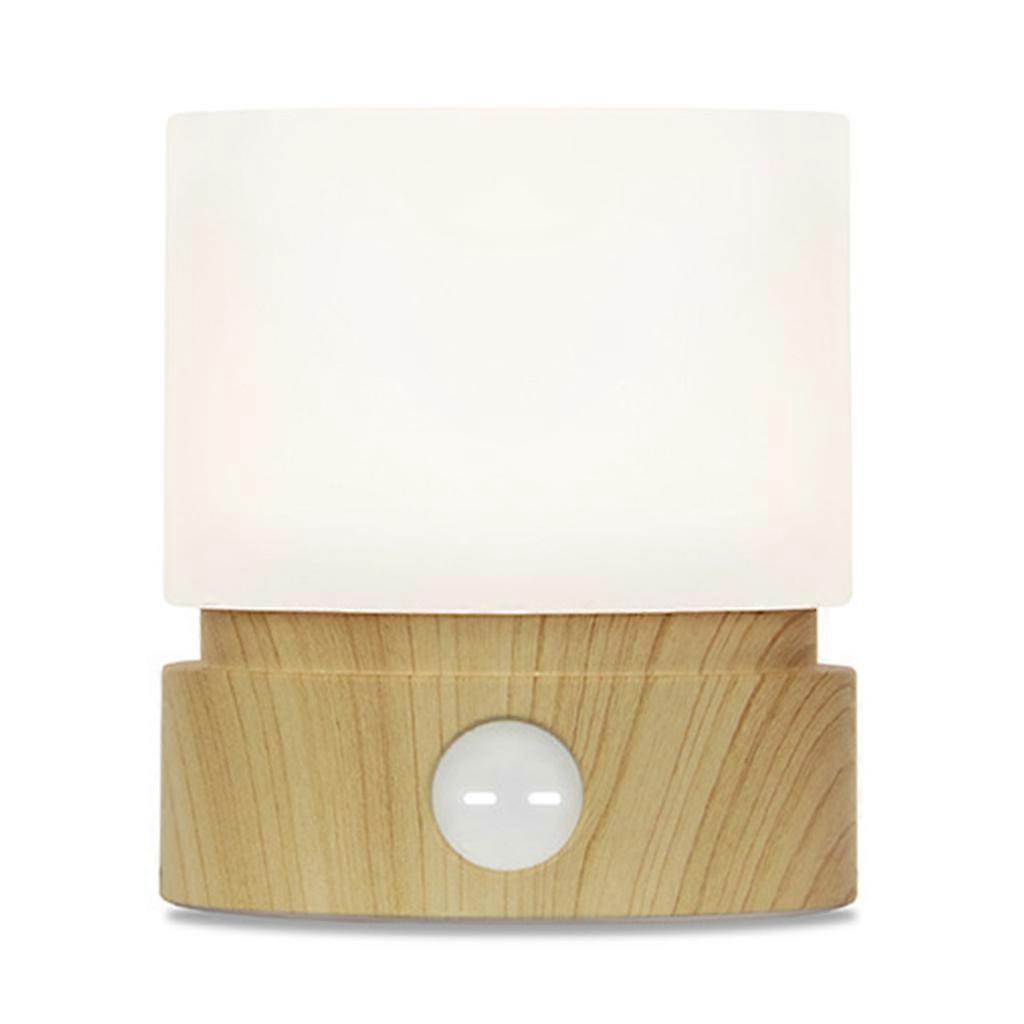 LED Cylindrical Table Lamp Creates a Warm Atmosphere with Timing function Dimming Digital Display Touch-Control Wood grain