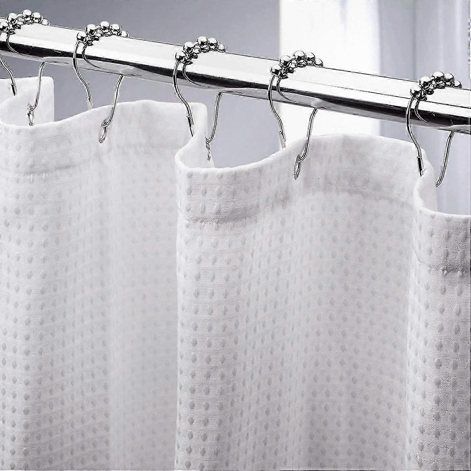 ホームワッフル織りシャワーライナー用白いバスルームカーテン72 x 72インチ洗濯機で洗える耐久性のある230 gsmハニカムテクスチャード生地