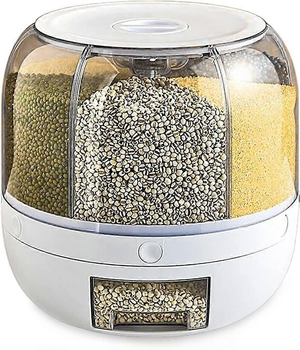 Grain Dispenser, 22Lbs rice dispenser rotating, 360° rotating food dispenser One-Click Output rice Storage