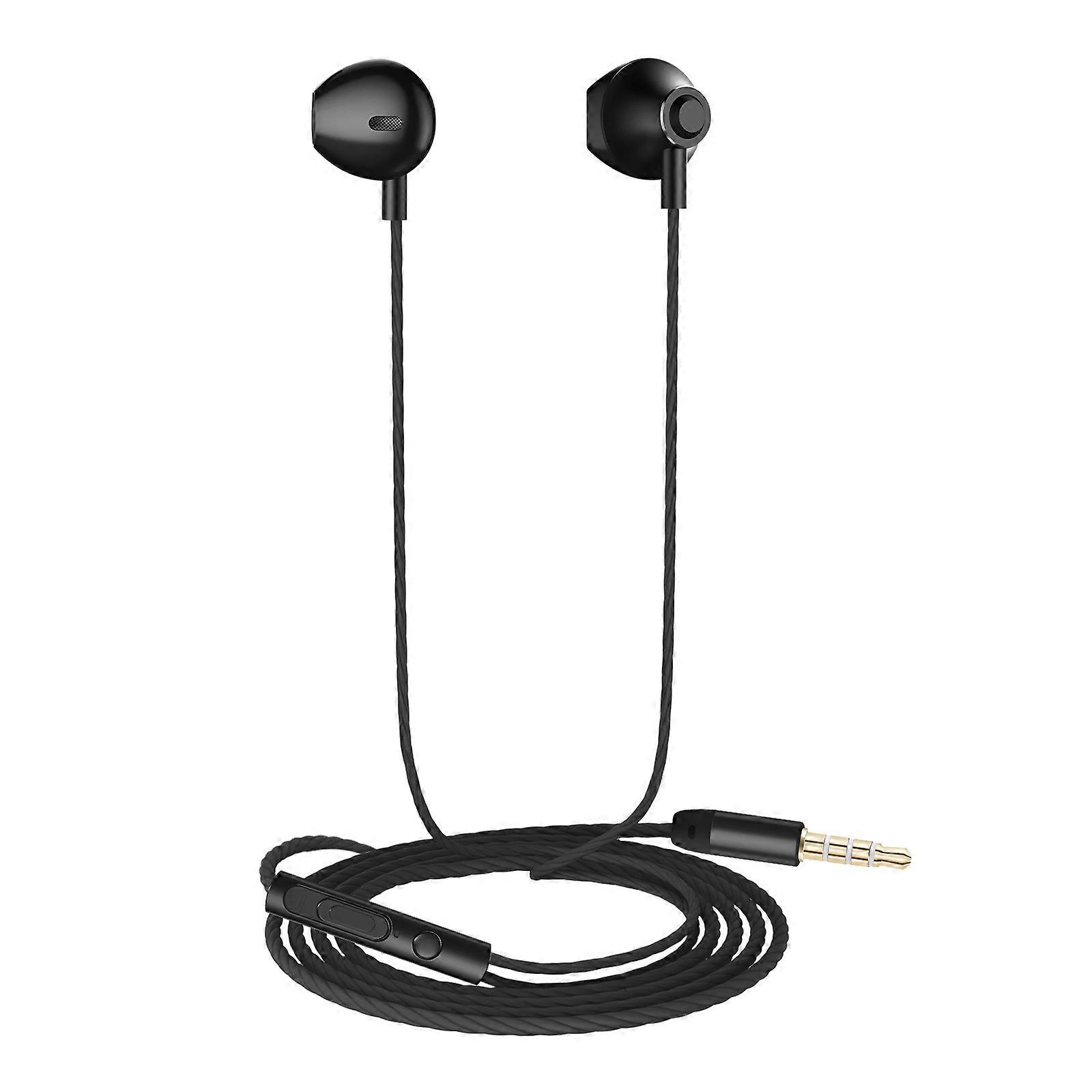 3.5 mm wired headphones with built-in microphone, Black