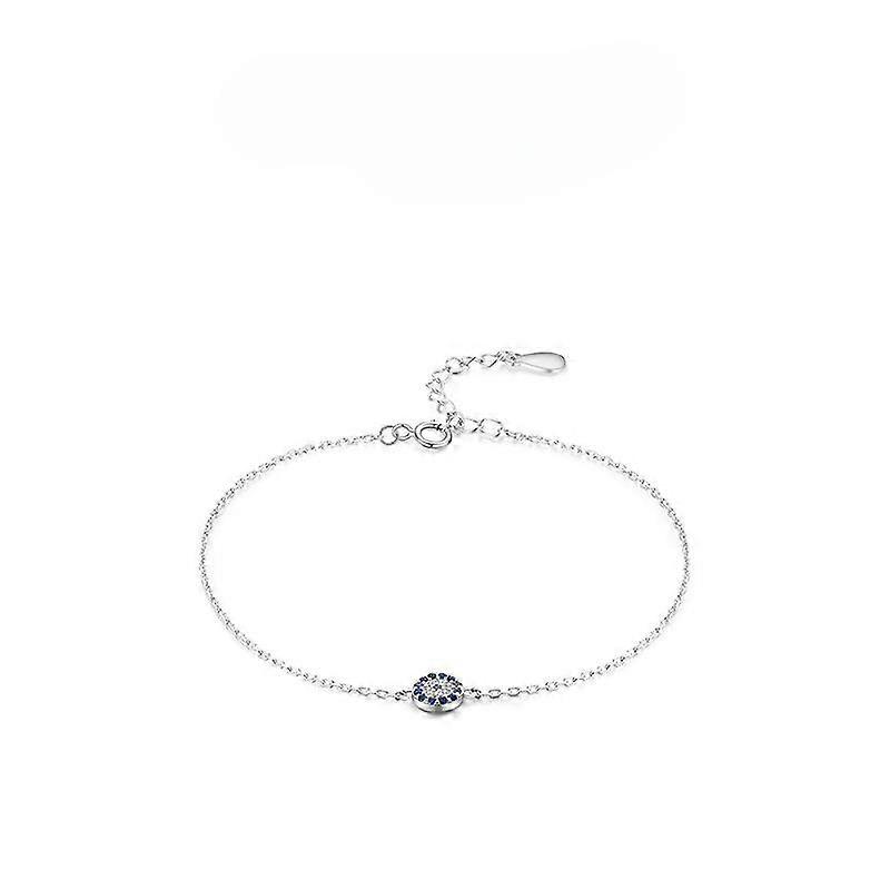 S925 Sterling Silver Bracelet Women's Simple and Versatile Devil's Eye Micro Inlaid Handicraft Instagram Design Light Luxury Bracelet