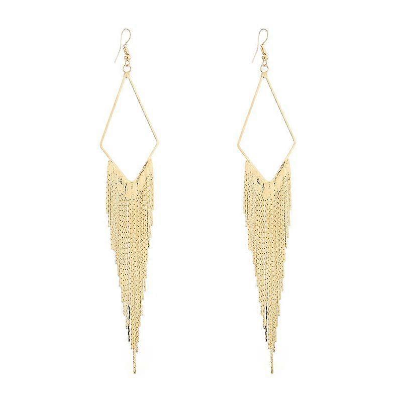 Pendientes Colgantes Lineales Básicos con Borla - Oro