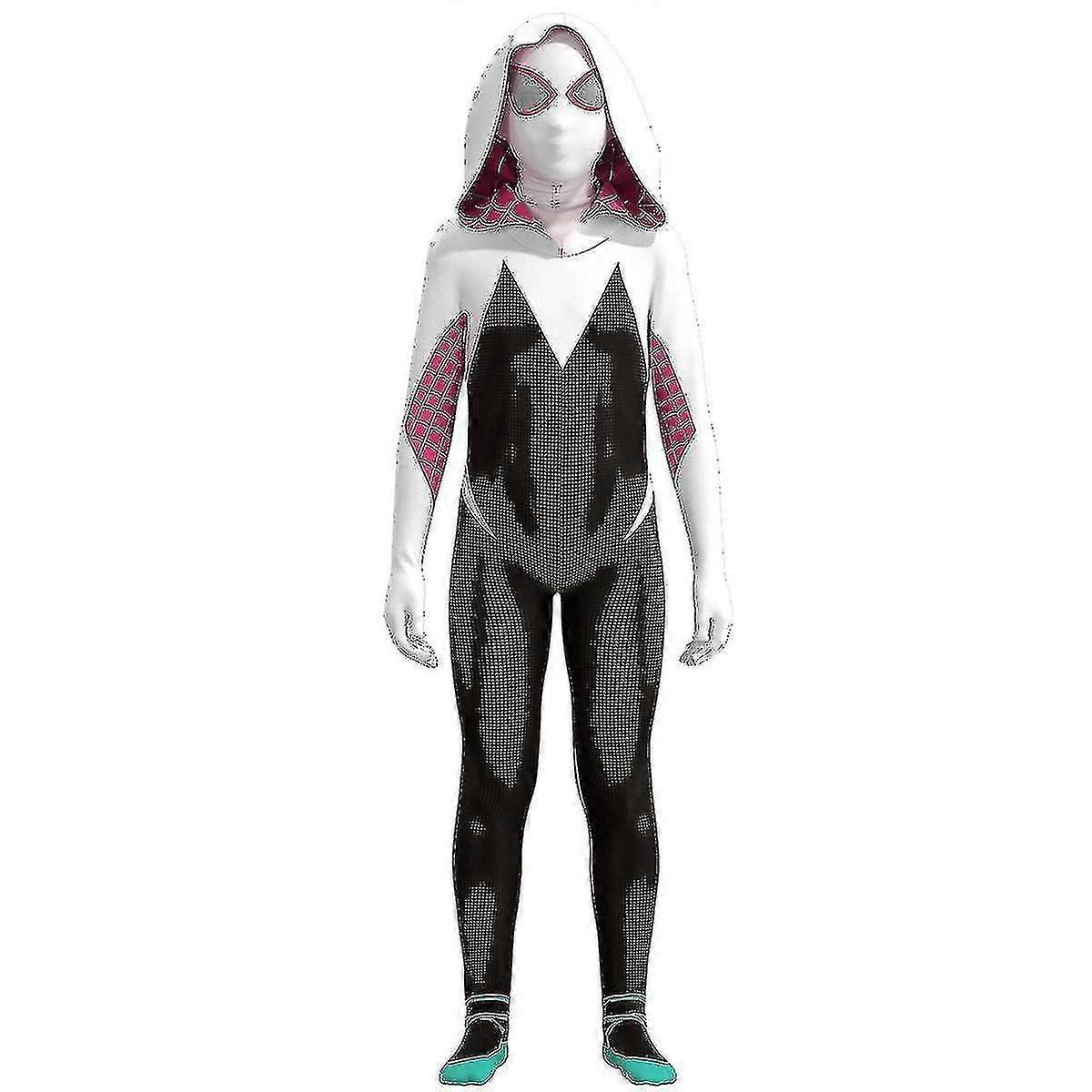 Ghost Spider-gwen Costume Costume Party Jumpsuit Ajusté Enfants Vêtements Face Paint_c