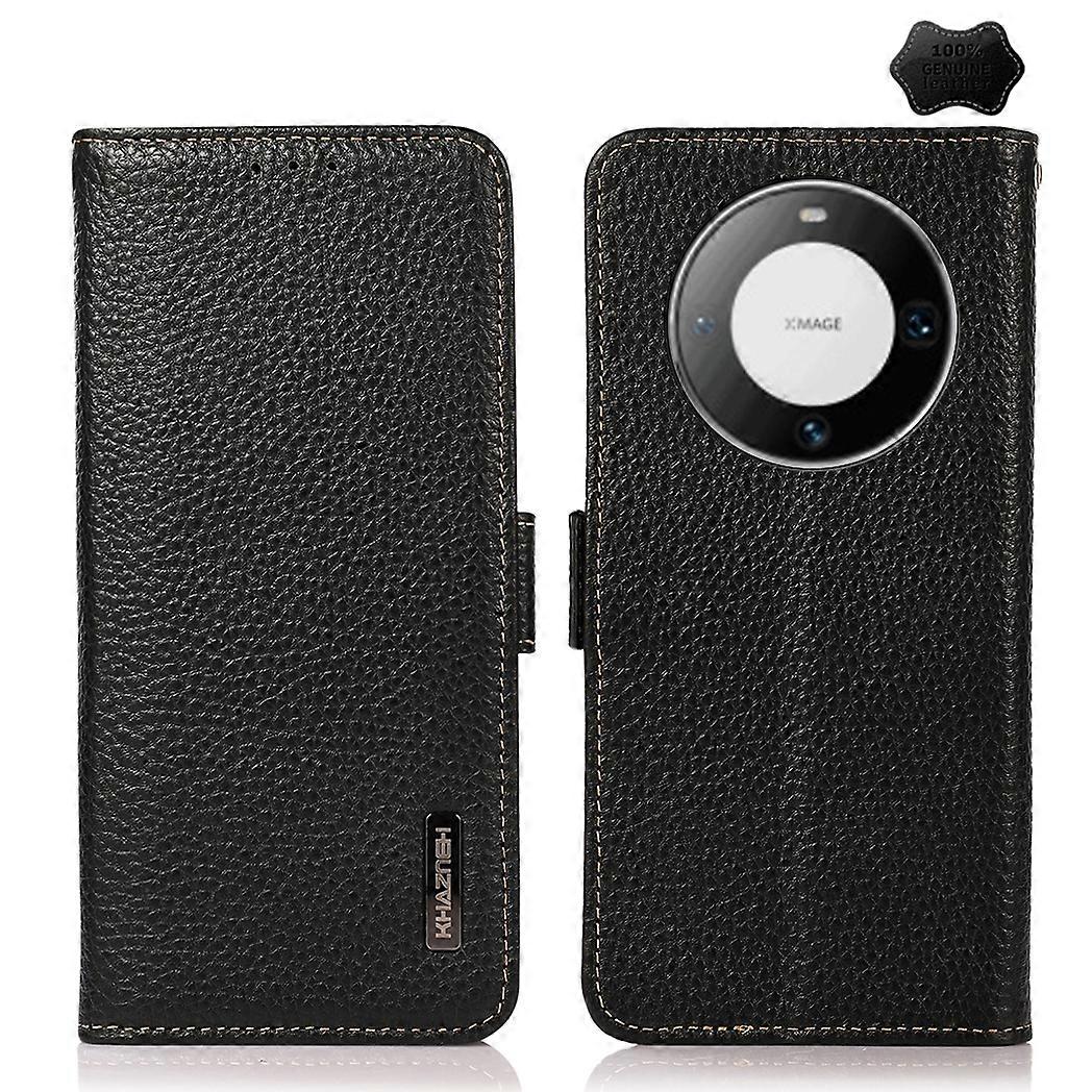 KHAZNEH Side-Magnetic Litchi Leather RFID Case