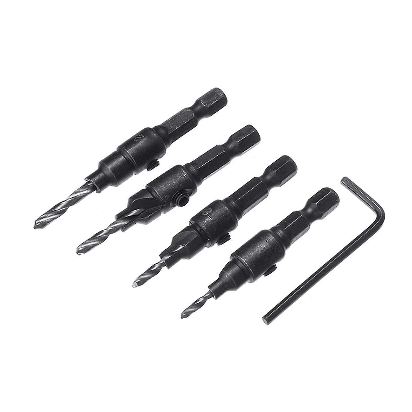 Milling Cutter Bit Rotating Bit 4pcs HSS Screw Countersunk Bit Set Countersunk Drill Woodworking Drill Bit Set Metal/Wood Hexagon Shank Drilling