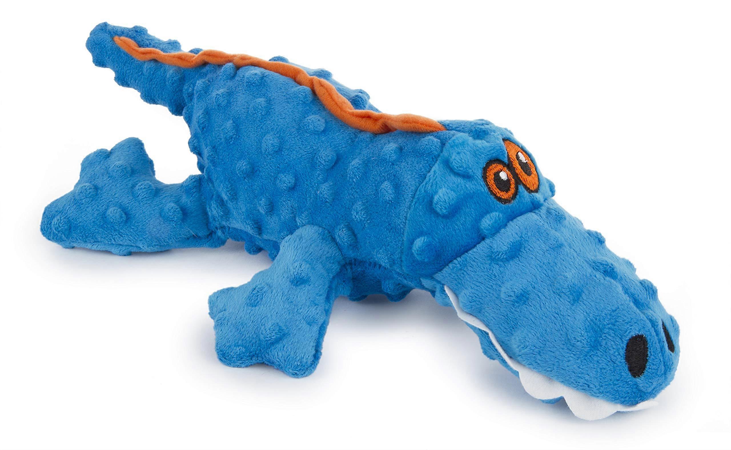 Gators Squeaky Plush Dog Toy, Chew Guard Technology  Blue, Large