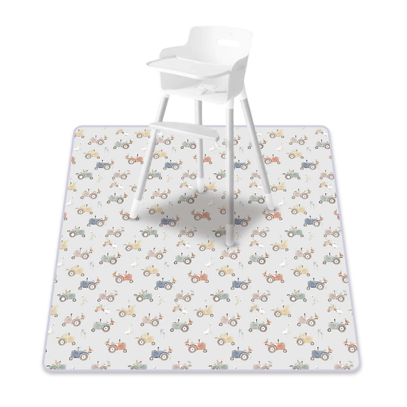Toddler Feeding Mat Cartoon Pattern Foldable and Lightweight Spill Mat for High Chair and Baby Crawling Activity