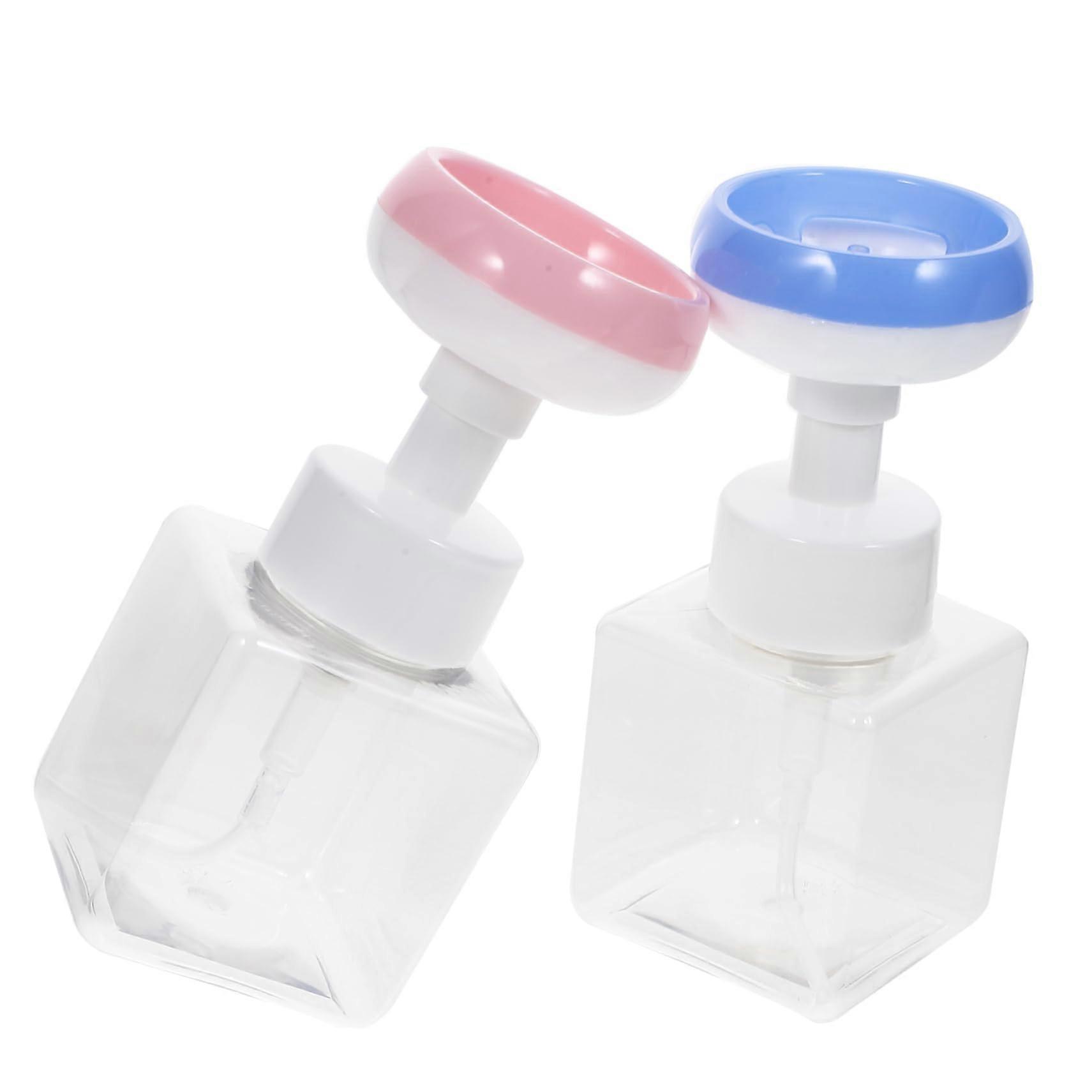 2Pcs Foaming Soap Dispenser Reusable Transparent Hand Soap Bottle with Floral Pump Head for Home and Travel and Leak Resistant Design