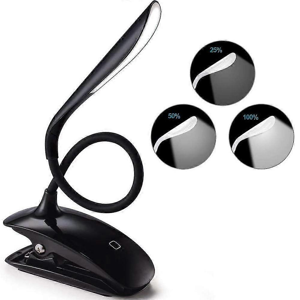 Bran LED Clip-On Reading Lamp with Touch Sensor, Adjustable Brightness, Rechargeable Battery, Eye-Caring Design