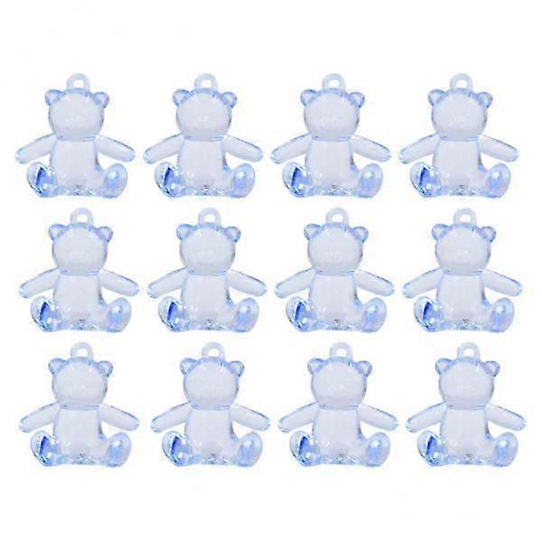 2x12x Acrylic Faceted Bear Pram Charms Beads Pendants for DIY Craft Bear Blue