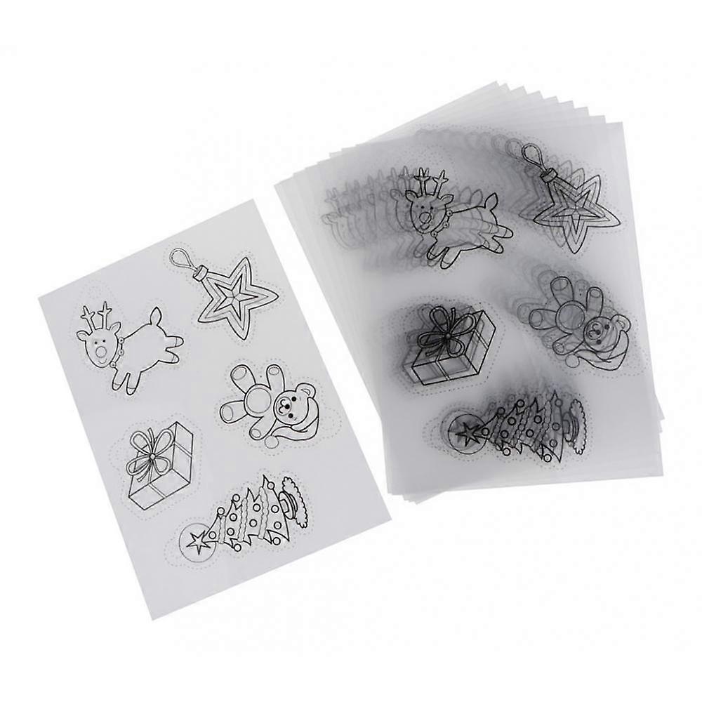 10 Sheets Christmas Pattern Shrink Film Embellishment, Heat Shrink Plastic