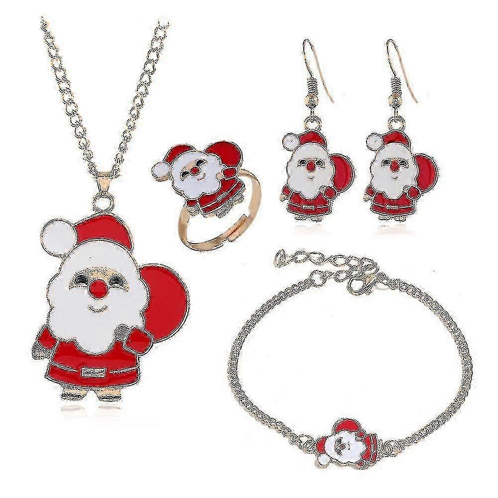 Christmas stud earrings necklace bracelet ring set