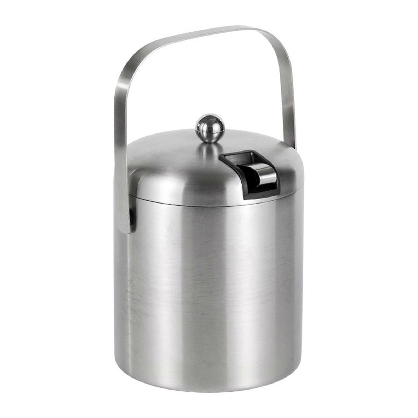Double Wall Ice Bucket with Tongs Practical Ice Bucket with Lid&Handle Utensils 1300ml Size Insulated Ice Bucket