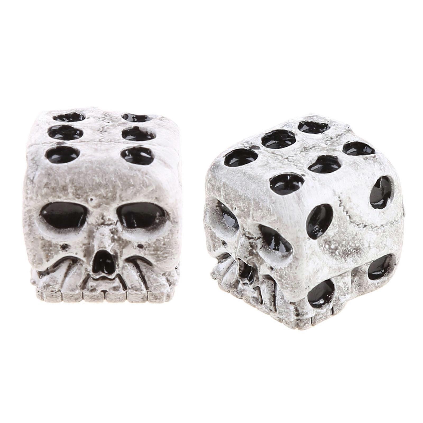 2Pcs/set White Skull Bone Dice Set Six Sided Skeleton Dice Club Pub Party Game Toy Resin Dice Pack for Children Adults