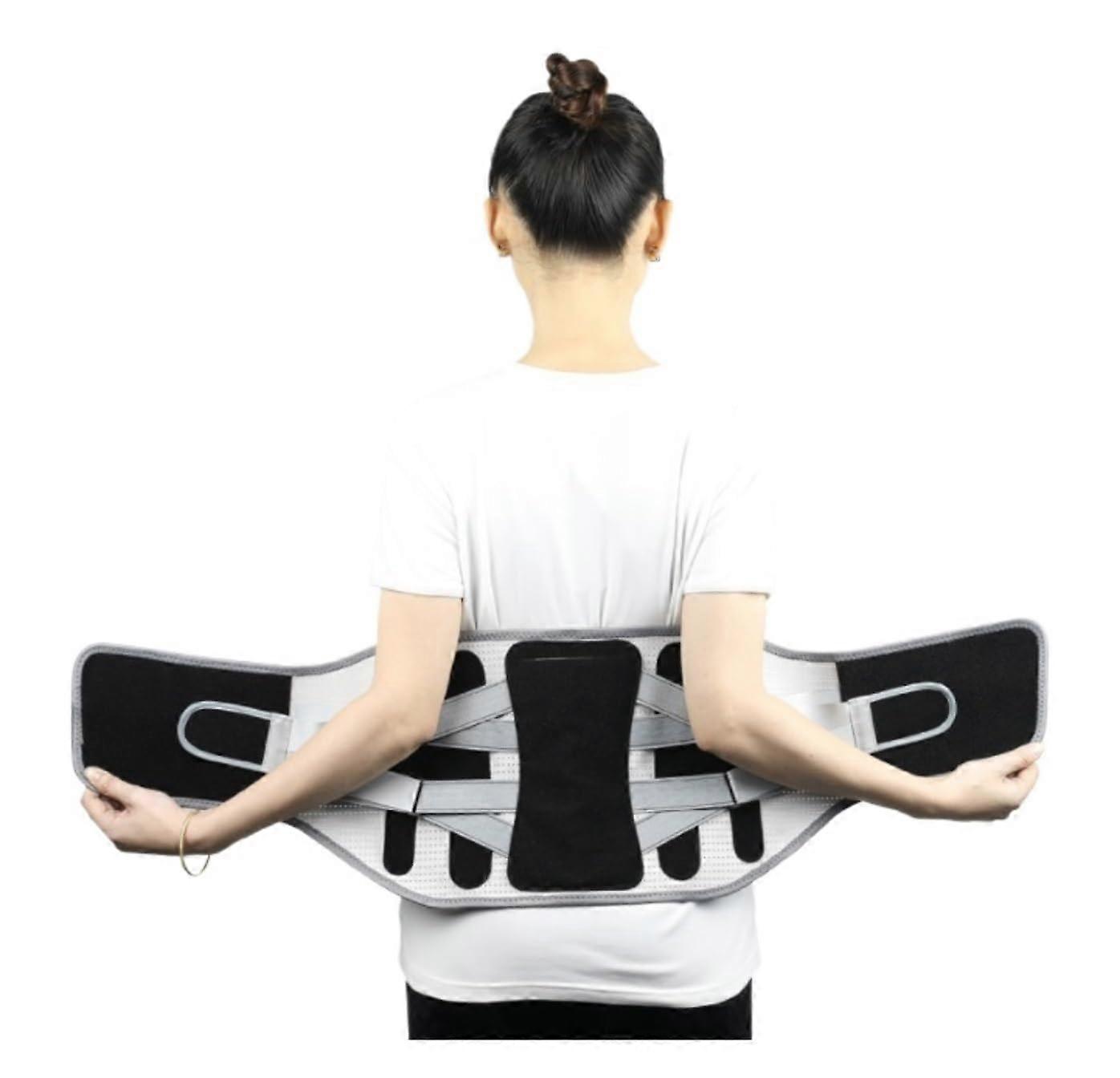 Lumbar Support Back Posture Correction With 3 Waist Pads Massage-Form Belt Black Size M