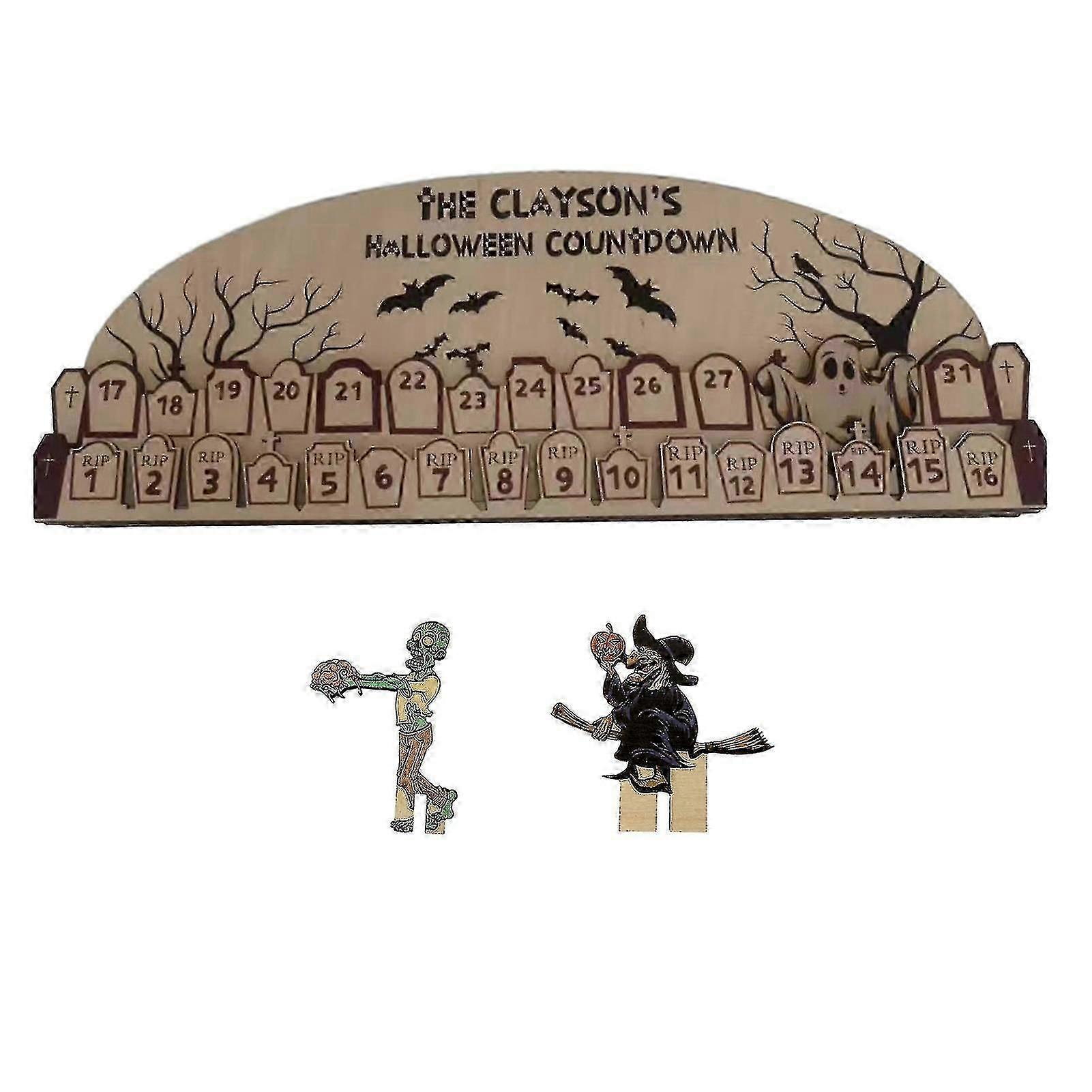 Geri Sayım Zanaat Beklentilerle Dolu Koku Yok Yeniden Kullanılan Çevre Dostu Solma Önleyici Dekorasyon Yenilik Ahşap Cadılar Bayramı Advent Takvimi Cadılar Bayramı Malzemeleri