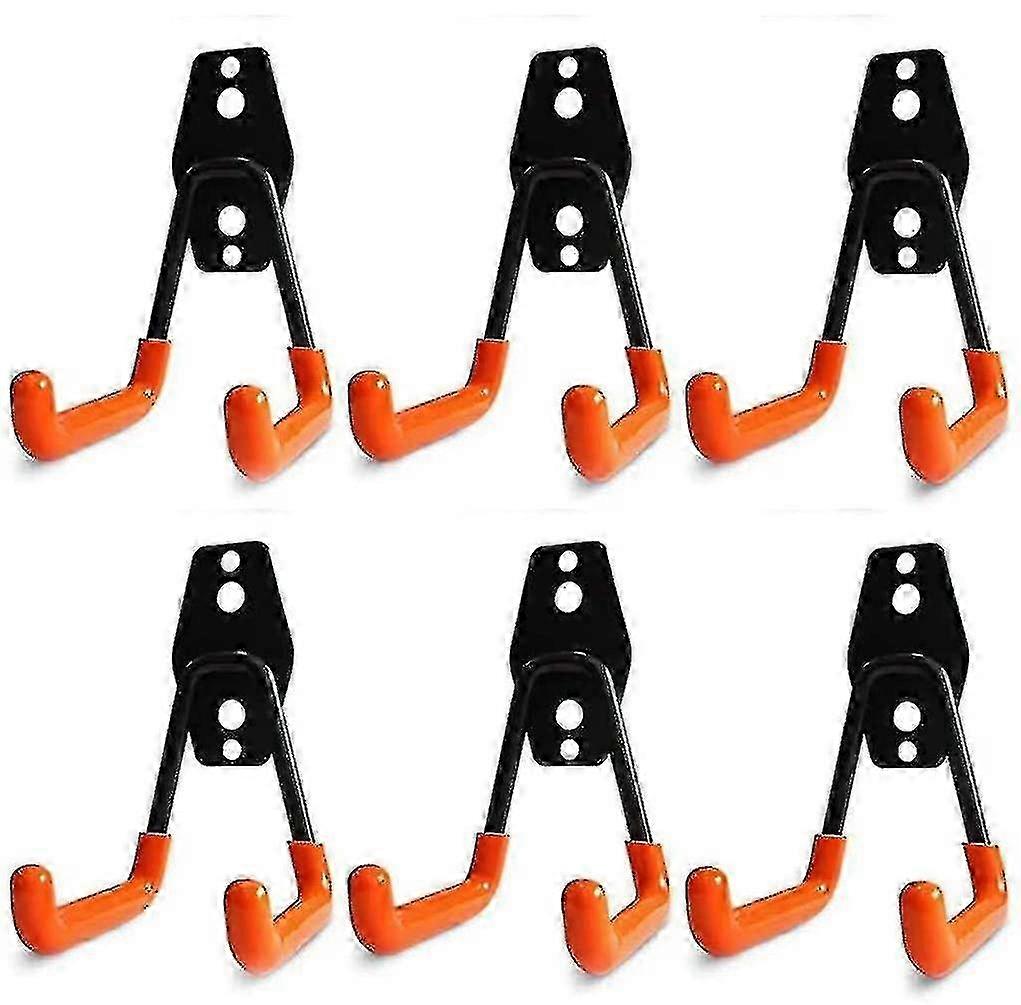 Steel Garage Wall Hooks, 6pcs Small U Hooks for Tool & Garden Storage