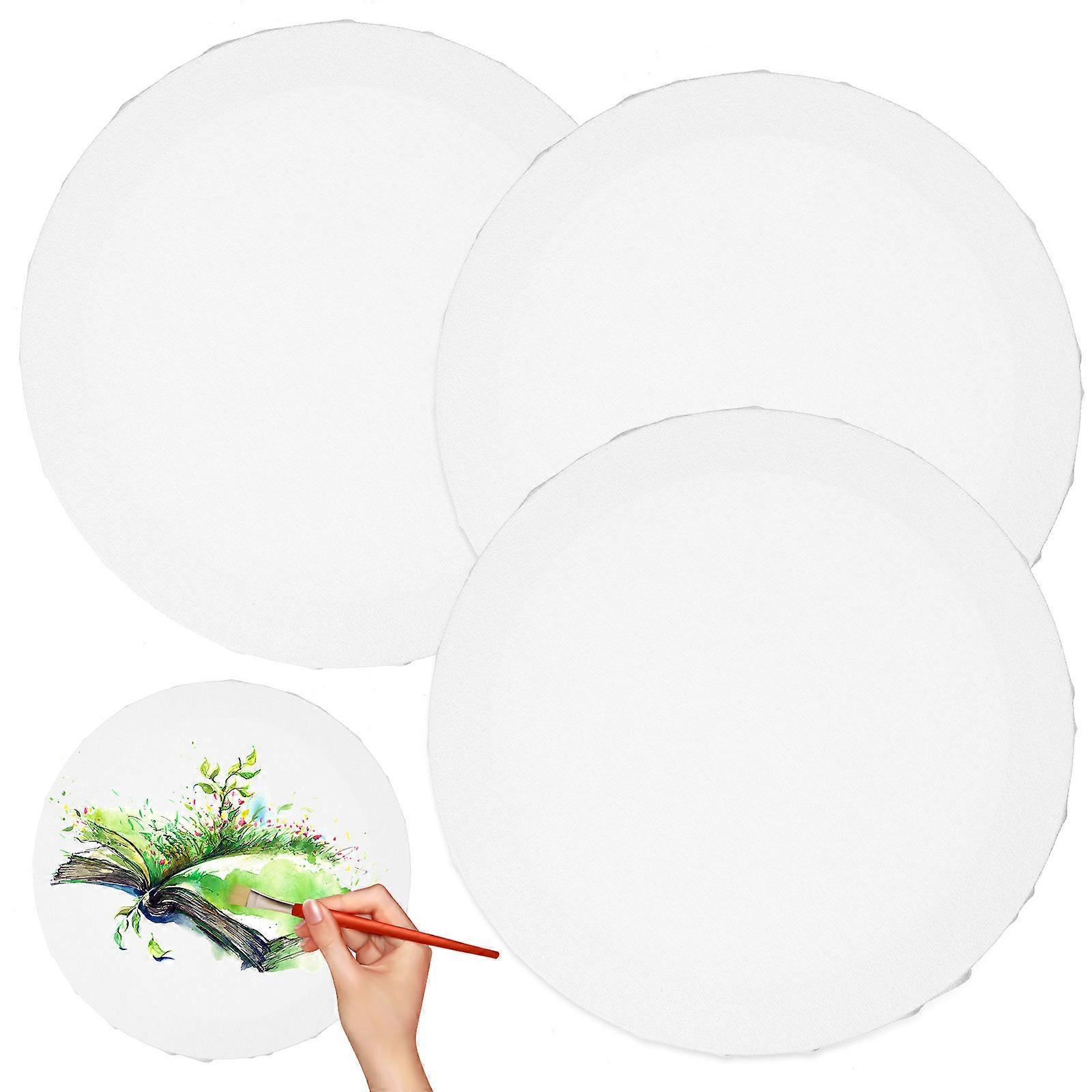 3pcs Round Canvas Boards for Painting – Durable Oil Painting Panels, Multi Functional Art Tools for Acrylic, Watercolor & DIY Crafts