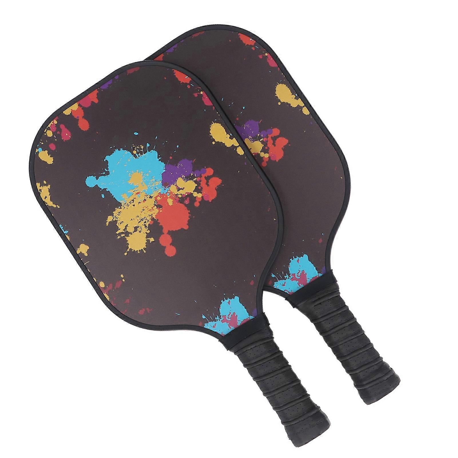 2PCS Pickleball Paddles Set Carbon Fiber Silicone PU PVC Splash of Colorful Pigments Pickle Ball Rackets with Pickleballs and Storage Bag 