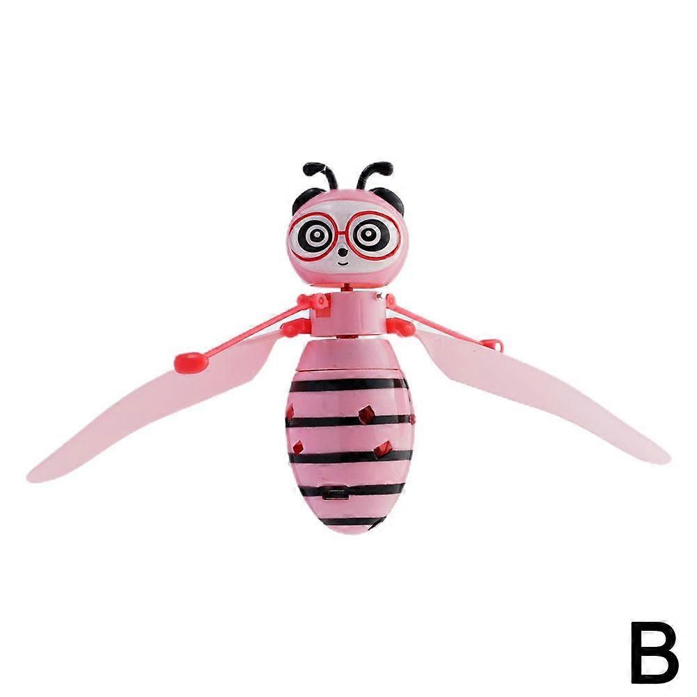 Pink Bee(B)$Induction Luminous Bee Flying Vehicle Children's Toy Gesture Induction Helicopter