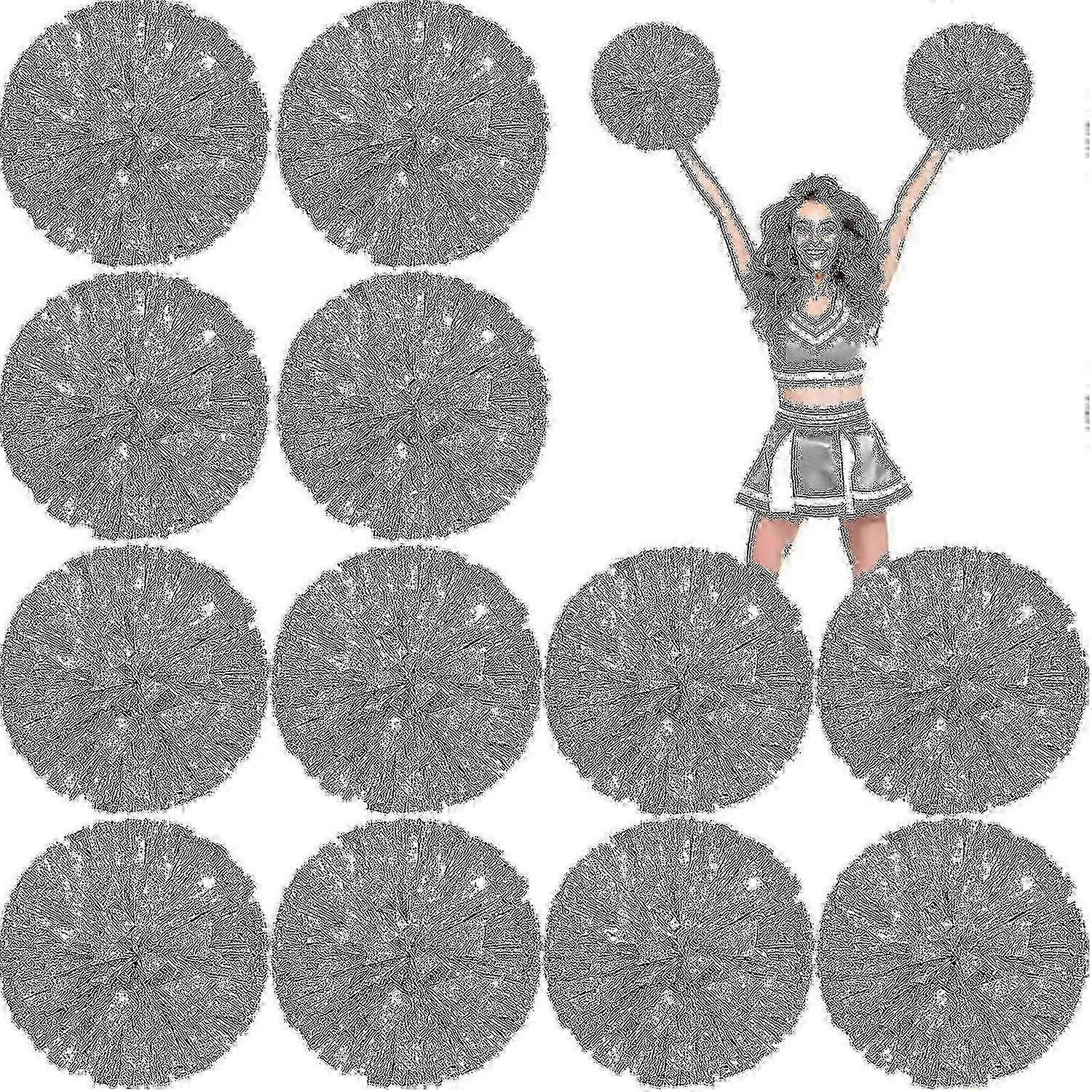 Paquet de 24 argent 12 pouces pom-pom pom avec bâton