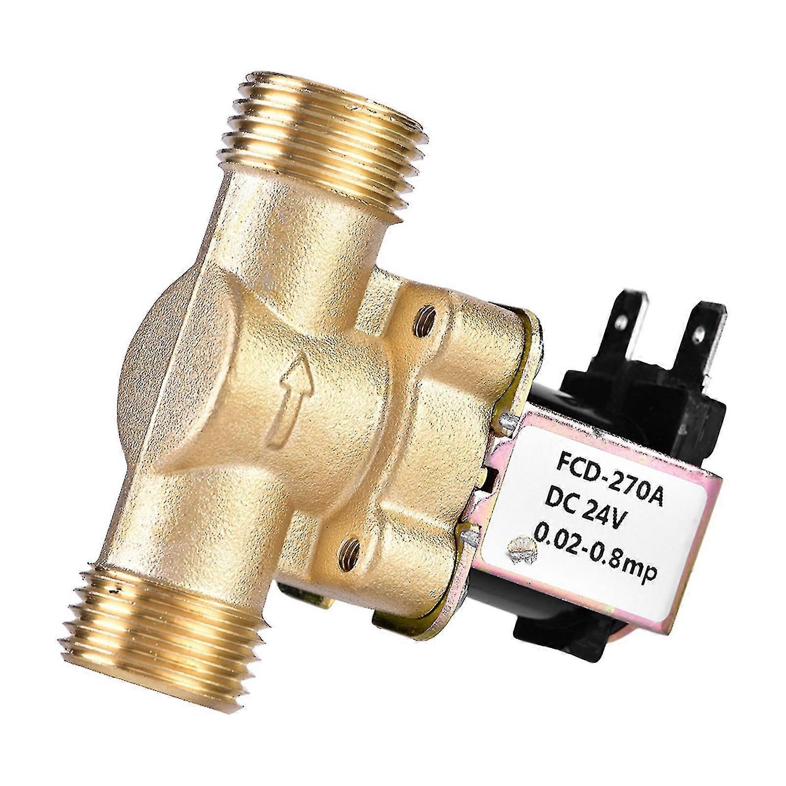 Brass Solenoid Valve 24V DC, G1/2" NC Normally Closed for Water Flow Control