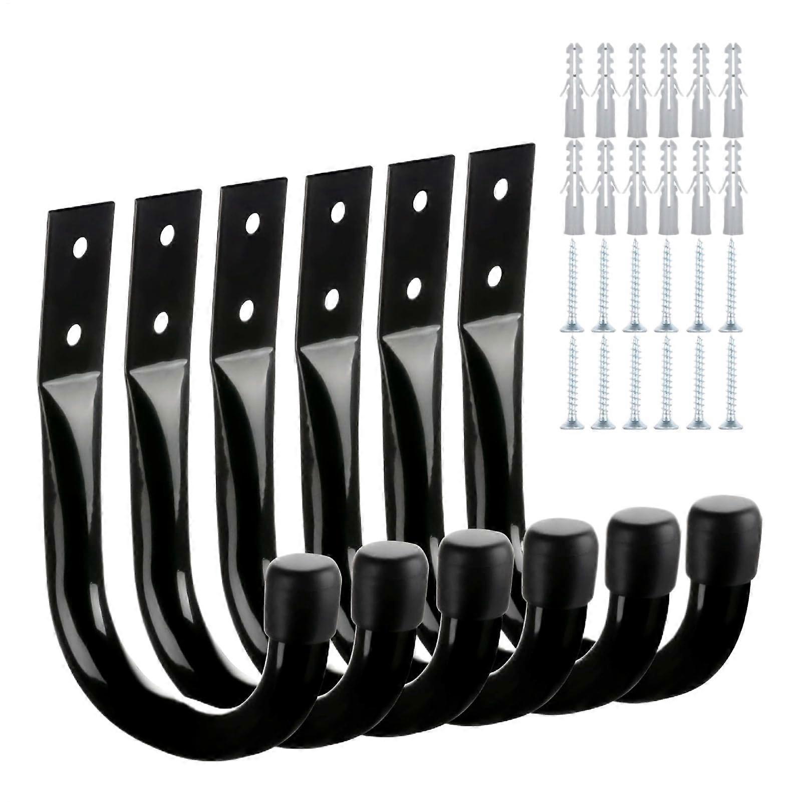 Garage storage hooks – shovel hanger set with 6 pieces – garage hooks, sturdy wall hanger for bicycles, kayak ladders