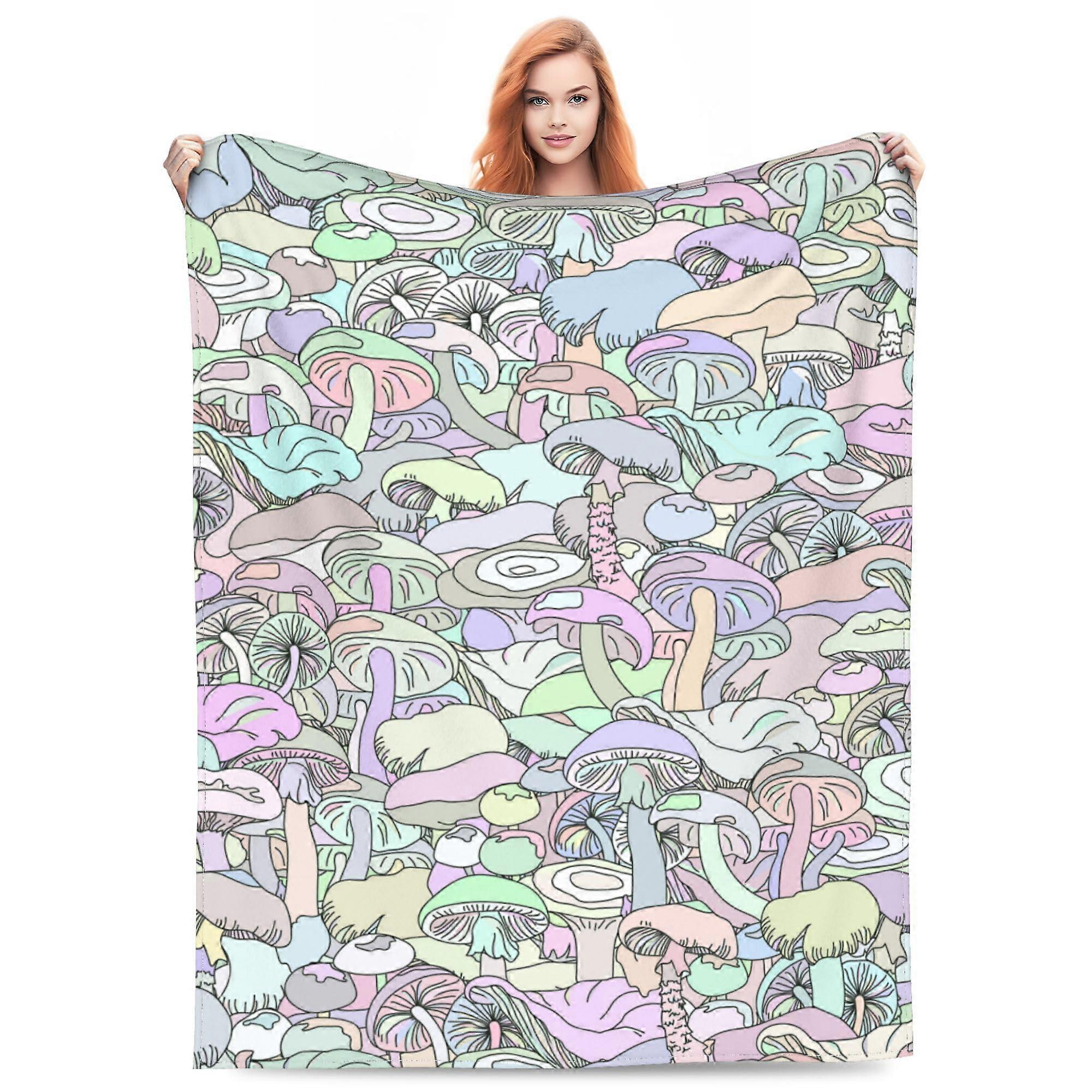 mushroom blanket, super soft, warm, flannel, throw for couch, bed, gifts