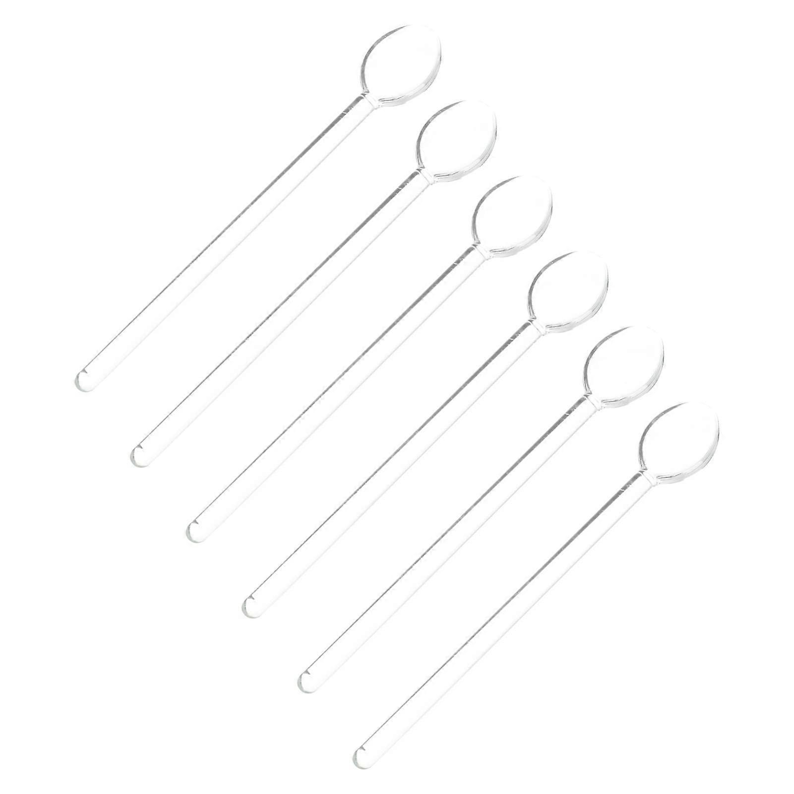 Clear Glass Mixing Spoon Set of 6 Mini Espresso Coffee Spoons Borosilicate Glass Tea Stirrers for Sugar and Parties