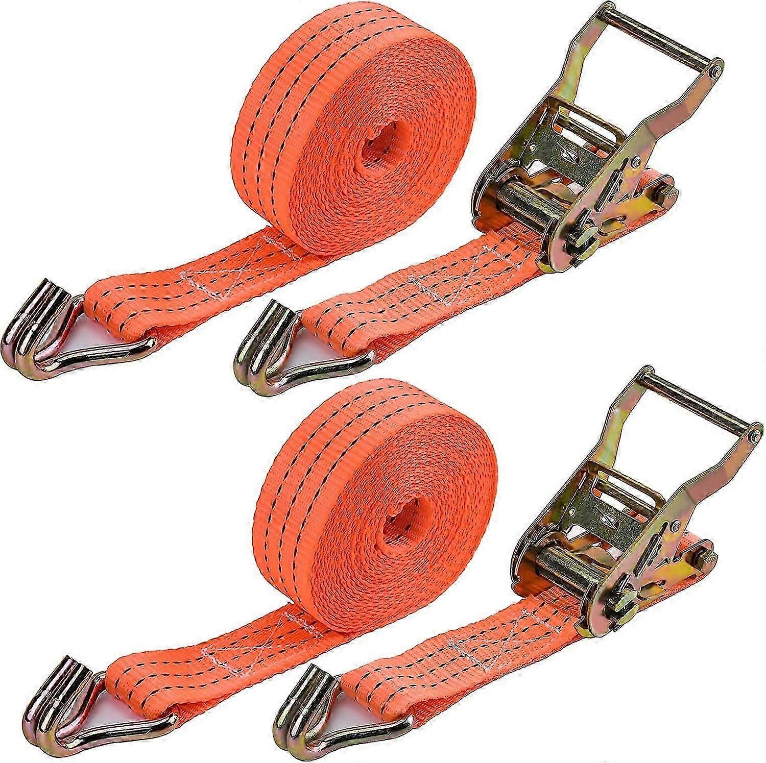 Ratchet Strap - 2 x 2000 kg 6m Lashing Strap Lashing Straps with Hook Lashing Straps for Fixing or Securing the Load of the Car or Transporter