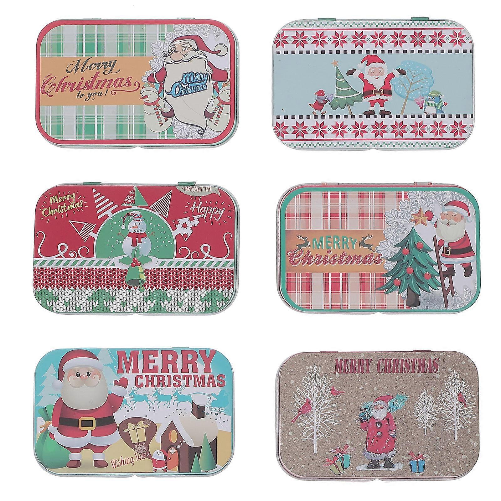 Small Treat Boxes Christmas Tinplate present Boxes Rectangular Shape Sweet Packing Boxes For Friends And Family 6Set