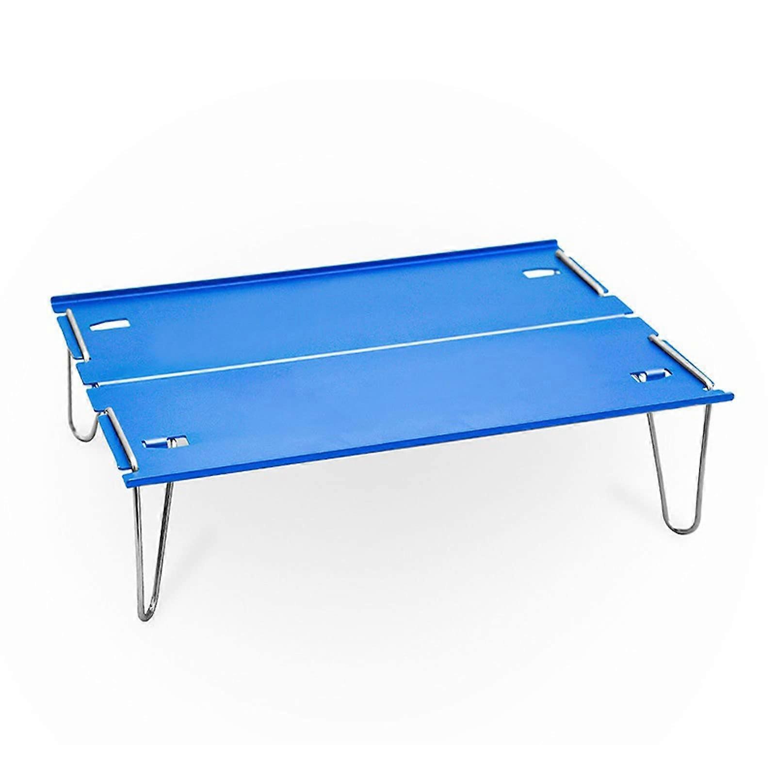 Camp Table Aluminum Lightweight Folding Table Outdoor Portable Picnic Desk For Camping And BBQ Color Light Gray And Blue