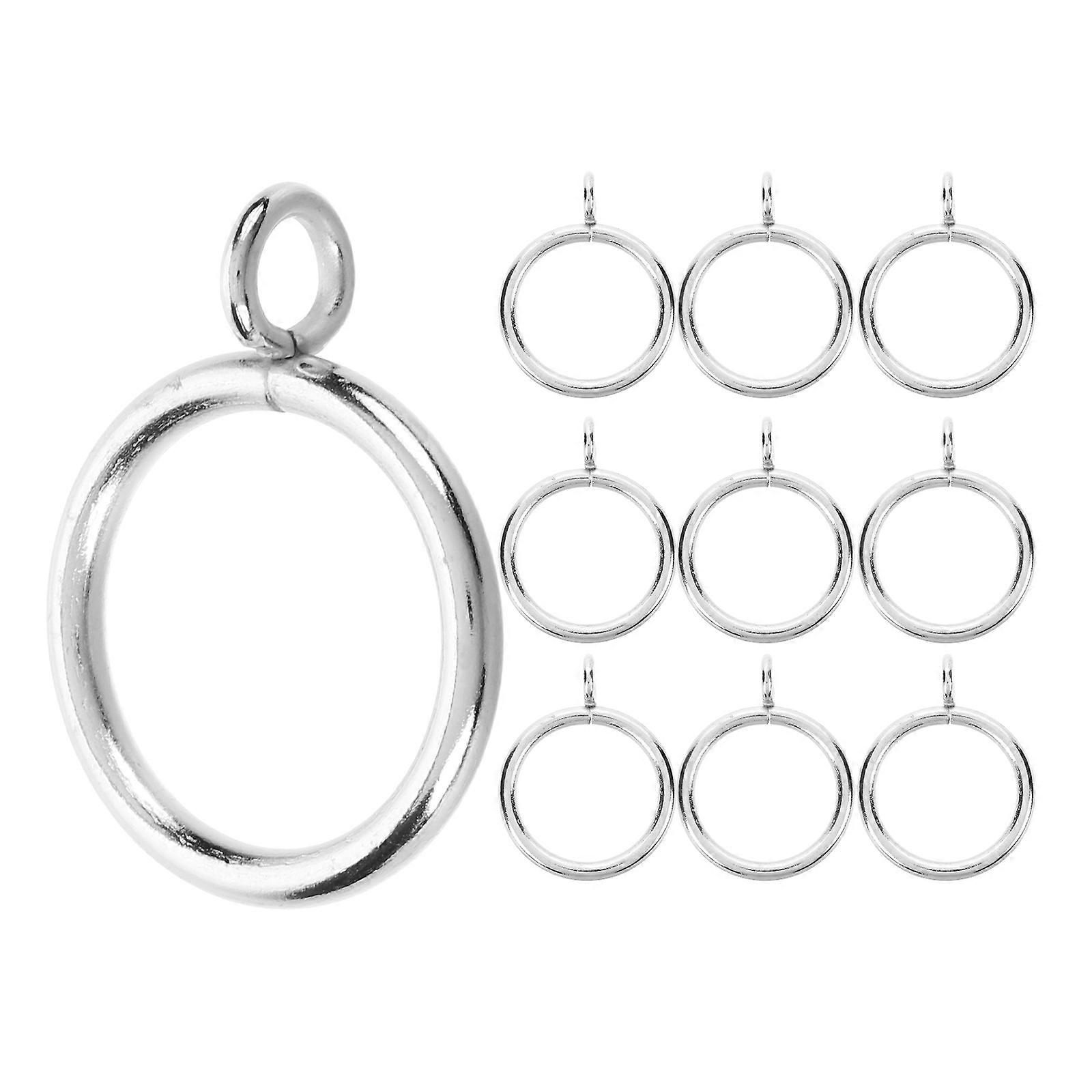 10pcs Metal Eyelet Curtain Rings with Hooks for Hanging Drapes – Elegant Silver Color, Suitable for Curtains and Home Decor