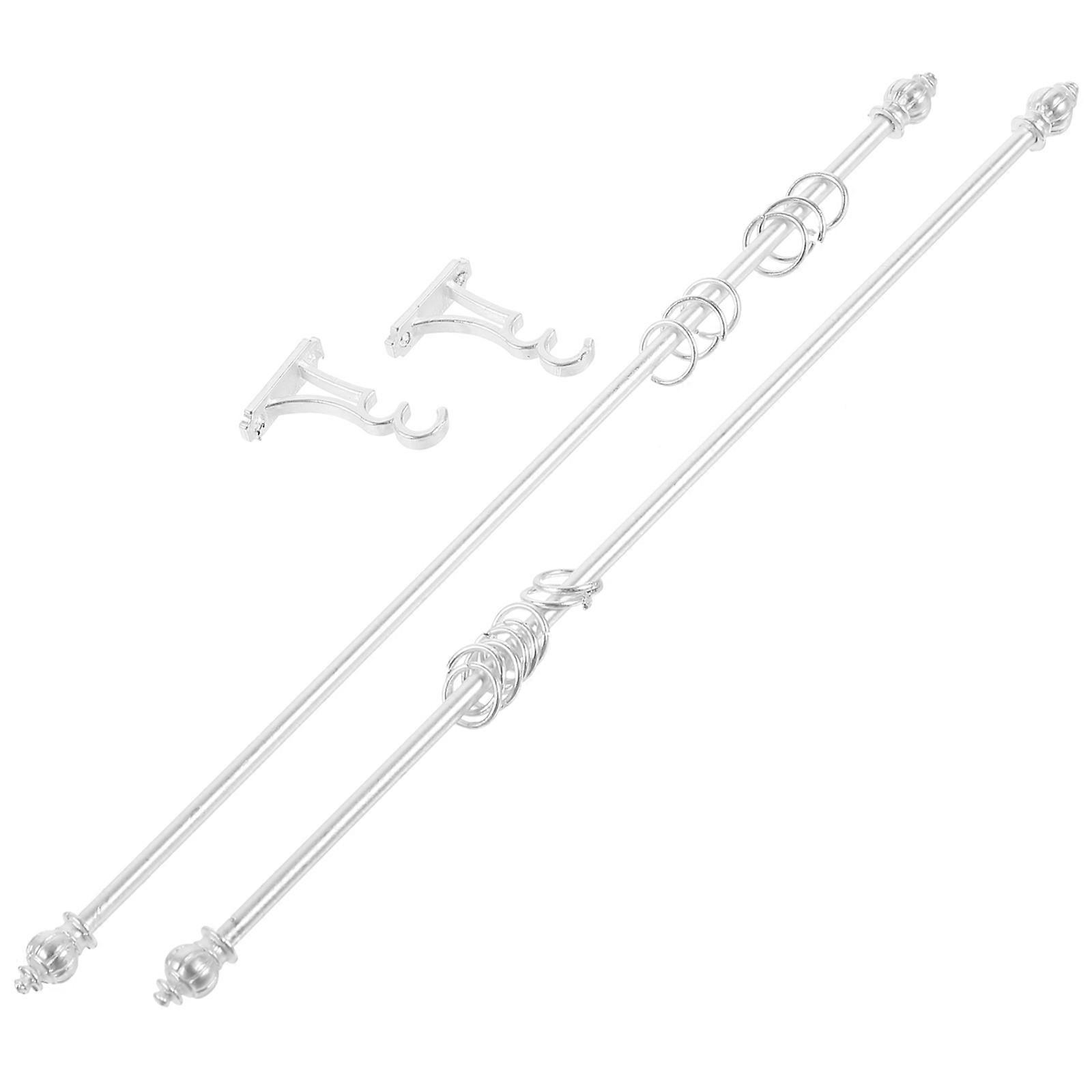 Mini Dollhouse Curtain Miniature Curtain Rod Collectors Interior Design 12.40X0.40X0.40CM Electroplating Process Decorative 1Set